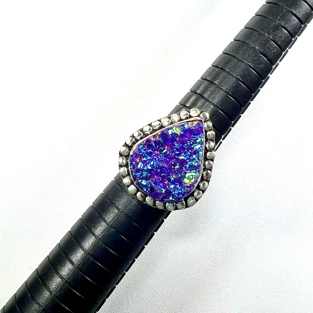 Titanium Druzy 925 Gemstone Ring size 8.25